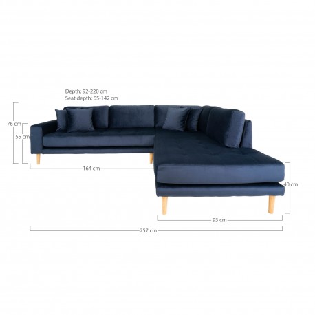 Andersen hjørnesofa i blå velour