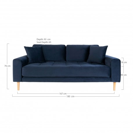Andersen blå velour 2,5 pers sofa