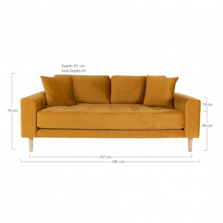 Andersen gul velour sofa 2,5 pers