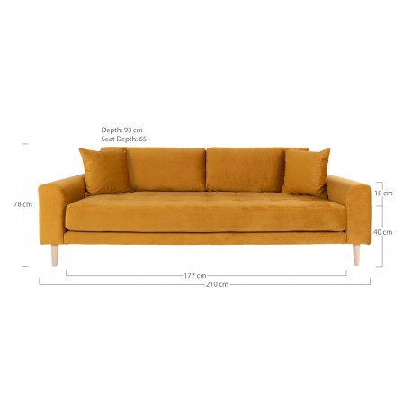 Andersen gul velour sofa 3 pers