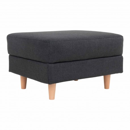 Bologna Puf - Puf i mørkegrå med træben 52x68xH42 cm HN1002