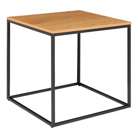 Vita Hjørnebord - Hjørnebord med sort ramme og egetræs look bordplade 45x45x45 cm