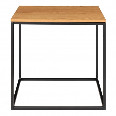 Vita Hjørnebord - Hjørnebord med sort ramme og egetræs look bordplade 45x45x45 cm