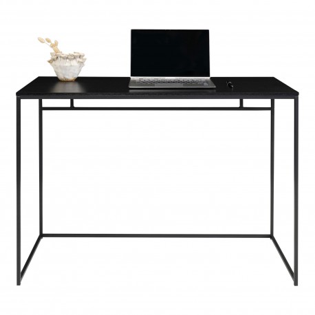Vita Skrivebord - Skrivebord med sort ramme og sort bordplade 100x45x75 cm