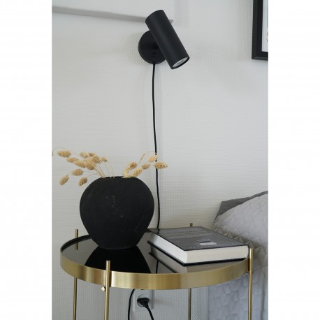 Paris Væglampe - Lampe i sort med stofledning på 190 cm Pære: GU10/5W LED IP20