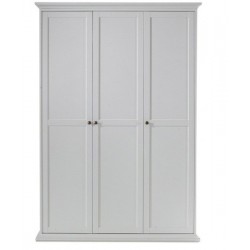 Bordeaux garderobeskab 138 cm 3 låger - Hvid
