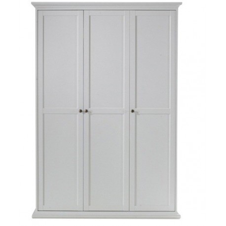 Bordeaux garderobeskab 138 cm 3 låger - Hvid