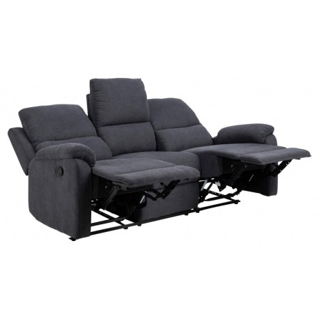 Sabia 3 personers recliner grå stof