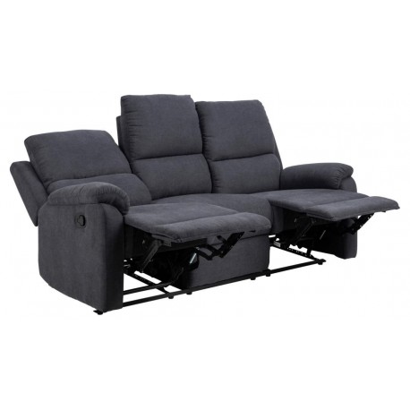 Sabia 3 personers recliner grå stof