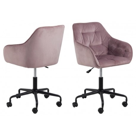 Brooke skrivebordsstol støvet rosa velour