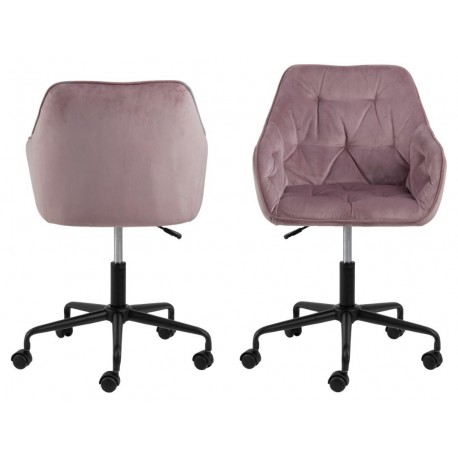 Brooke skrivebordsstol støvet rosa velour