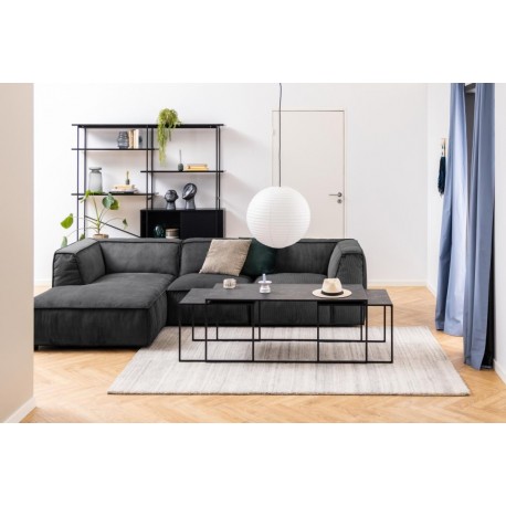 Infinity rektangulær sofabordsæt 120x60 - sort melamin med marmorprint og sort metal