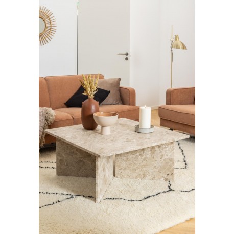 VegaStone Marmor sofabord | Latte lakeret marmor | 90x90 cm