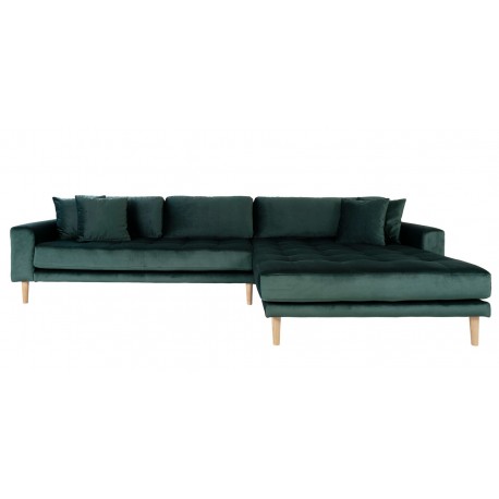 Andersen | Højrevendt Chaiselongsofa | Mørkegrøn velour