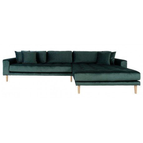 Andersen | Højrevendt Chaiselongsofa | Mørkegrøn velour