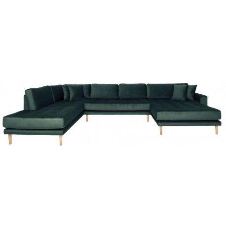 Andersen | Hjørnesofa med Højrevendt Chaiselong | Mørkegrøn velour