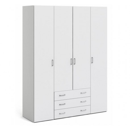 Bolmen garderobeskab 154 cm 4 låger - Hvid