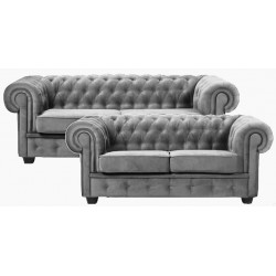 Manchester 2+3 pers sofasæt grå velour