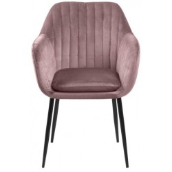 Emilia Spisebordsstol Rosa velour med armlæn