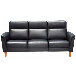 Hjort Knudsen Sæby 3 pers Sort Lædersofa