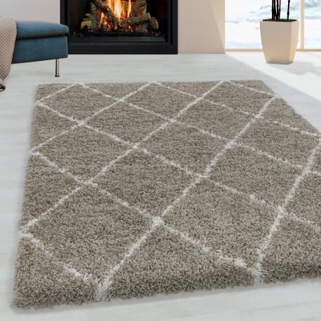 Alvor Shaggy tæppe Geometrisk - Beige