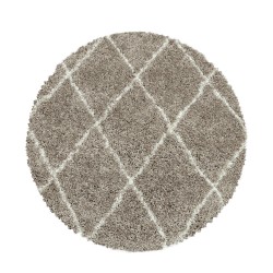 Alvor Rund Shaggy tæppe Geometrisk - Beige