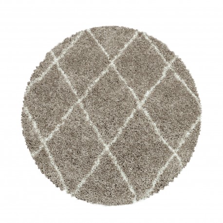 Alvor Rund Shaggy tæppe Geometrisk - Beige