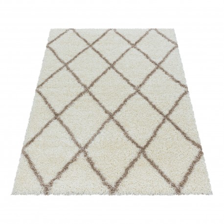 Alvor Shaggy Tæppeløber Geometrisk - Creme