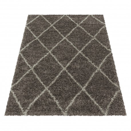 Alvor Shaggy Tæppeløber Geometrisk - Brun