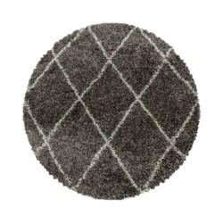 Alvor Rund Shaggy tæppe Geometrisk - Brun