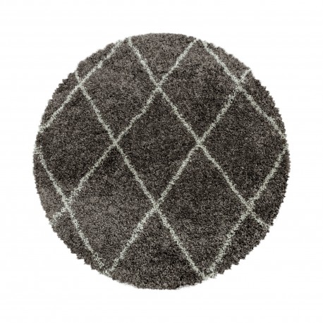 Alvor Rund Shaggy tæppe Geometrisk - Brun