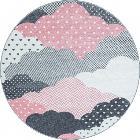 Bambi Rund Børnetæppe Sky - Pink