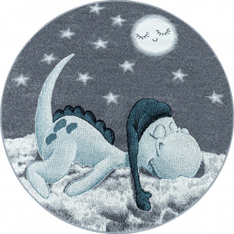 Bambi Rund Børnetæppe Dinosaur - Blå