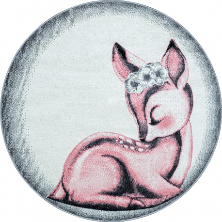 Bambi Rund Børnetæppe Rådyr - Pink