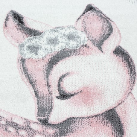 Bambi Rund Børnetæppe Rådyr - Pink