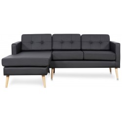 Novelty ch. sofa venstrevendt- Sort tekstillæder