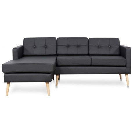 Novelty ch. sofa venstrevendt- Sort tekstillæder