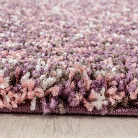 Enjoy Rund Shaggy tæppe Plettet - Pink