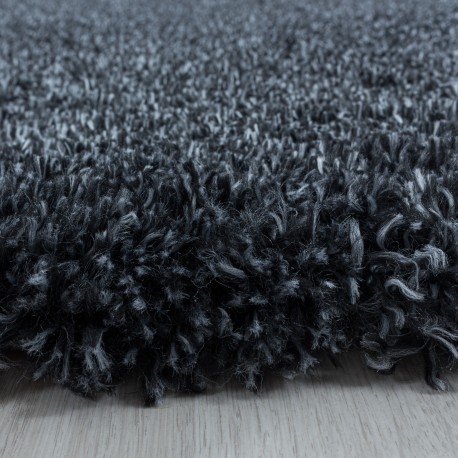 Fluffy Shaggy Tæppeløber Ensfarvet - Antracit