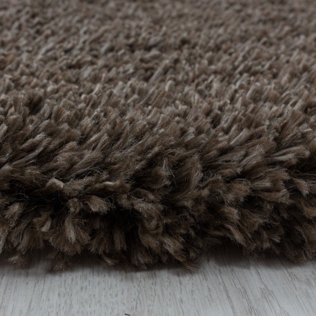 Fluffy Shaggy Tæppeløber Ensfarvet - Brun
