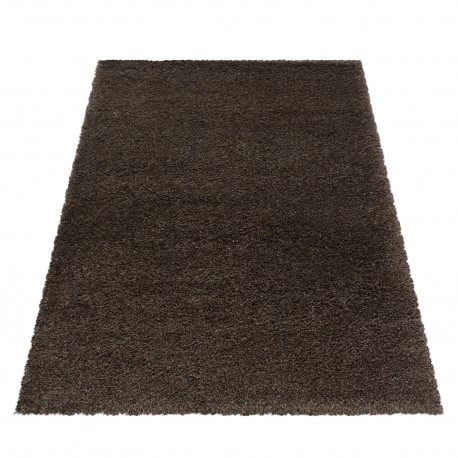 Fluffy Shaggy tæppe Ensfarvet - Brun