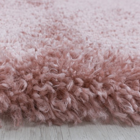 Fluffy Shaggy tæppe Ensfarvet - Rosa
