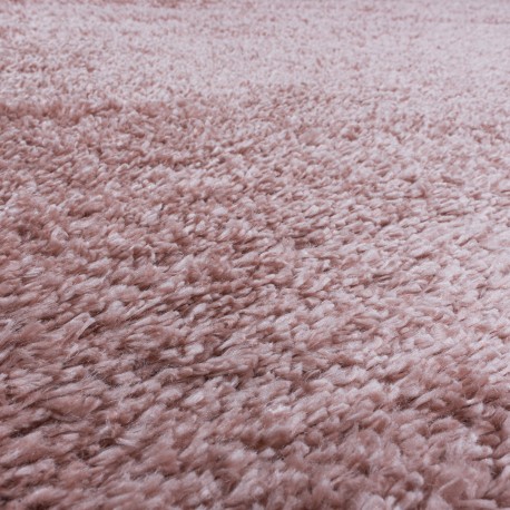 Fluffy Shaggy tæppe Ensfarvet - Rosa