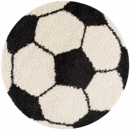 Fun Rund Børnetæppe Fodbold - Sort