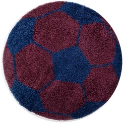 Fun Rund Børnetæppe Fodbold - Blå