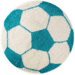 Fun Rund Børnetæppe Fodbold - Turkis