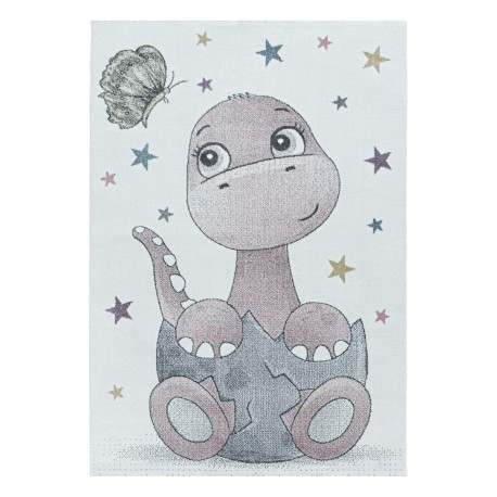 Funny Børne Tæppeløber Dinosaur - Pink