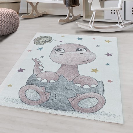 Funny Børnetæppe Dinosaur - Pink