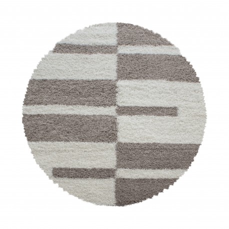 Gala Rund Shaggy tæppe Ternet - Beige
