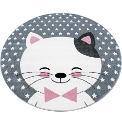 Kids Rund Børnetæppe Kat - Pink